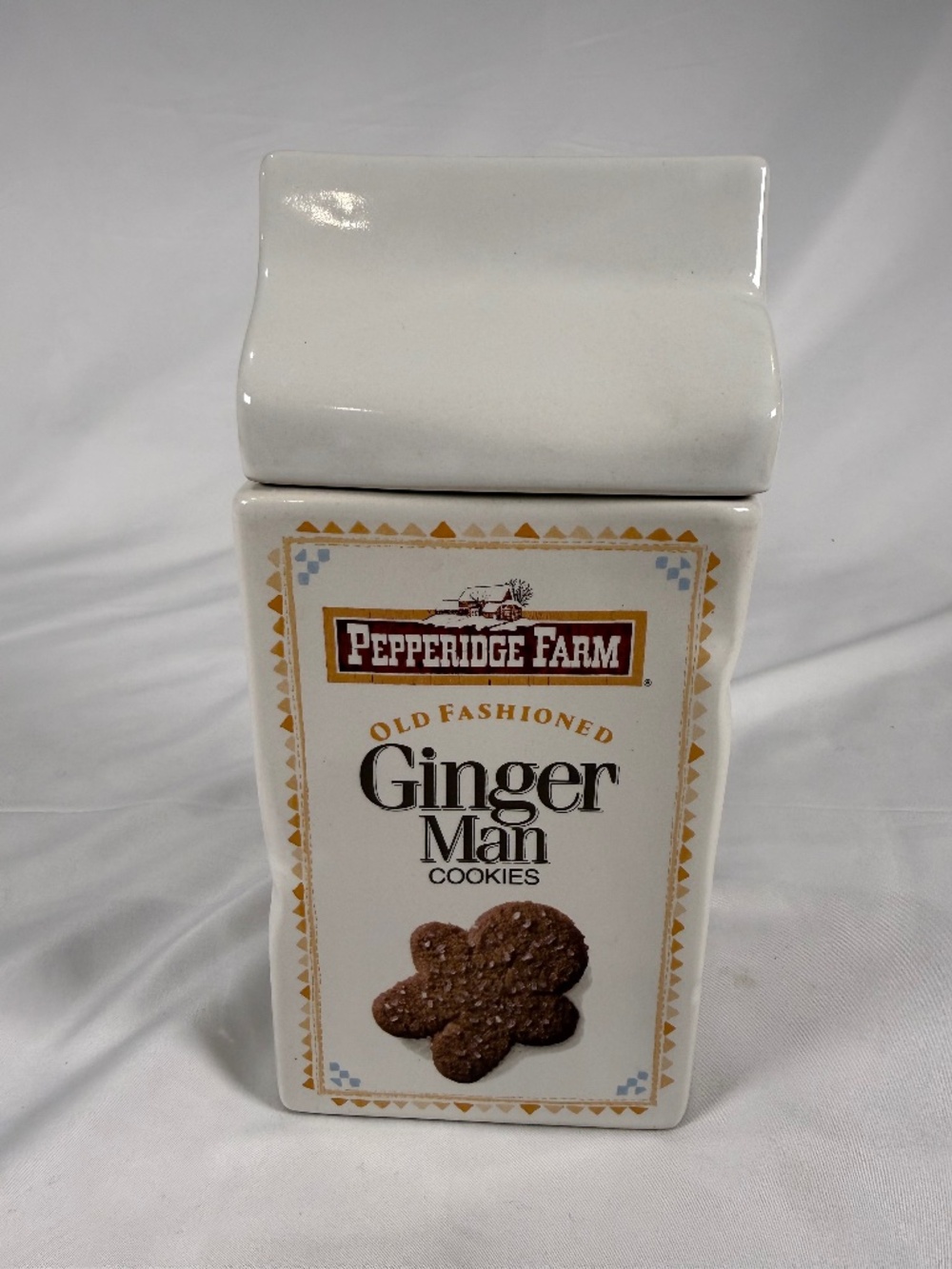 Vintage 1970s Pepperidge Farm Double-Sided Cookie Jar Chocolate Chip Ginger Man